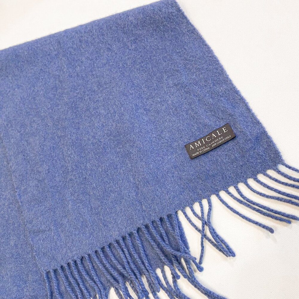 EUC Amicale 100% Cashmere Soft Light Blue Scarf